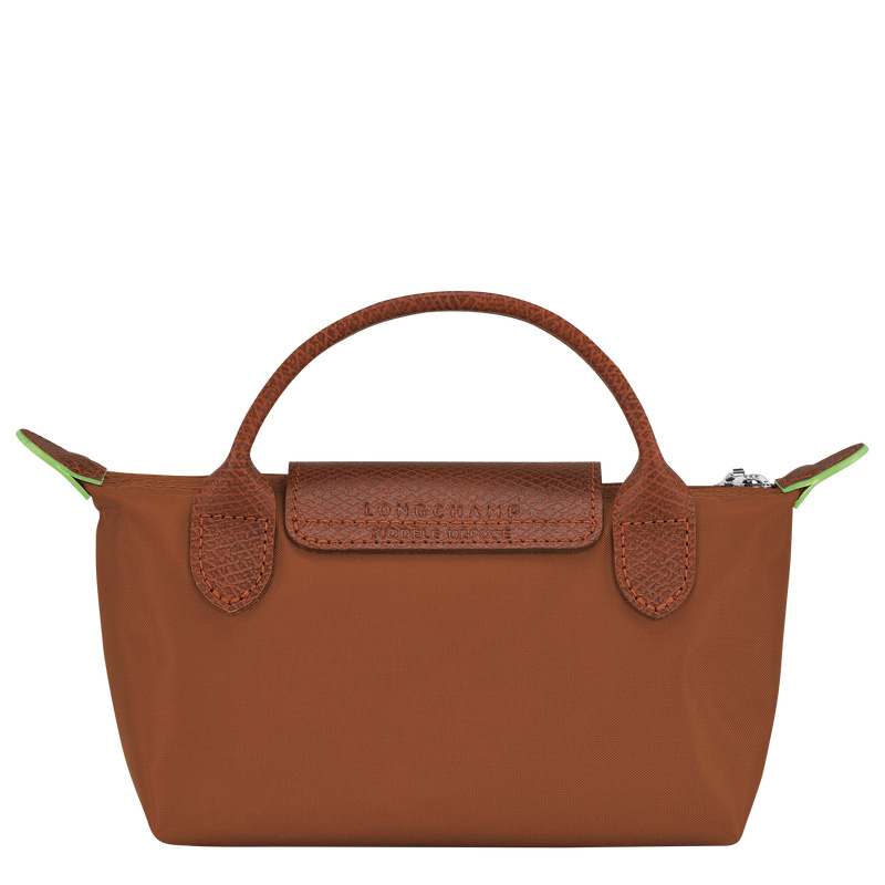 Longchamp | Le Pliage Green Pouch with handle Cognac - Recycled canvas | Cognac