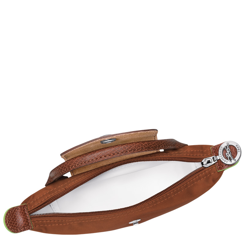 Longchamp | Le Pliage Green Pouch with handle Cognac - Recycled canvas | Cognac