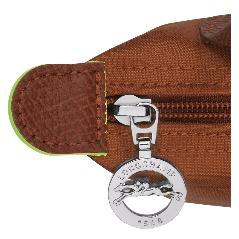 Longchamp | Le Pliage Green Pouch with handle Cognac - Recycled canvas | Cognac