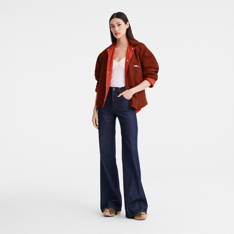 Longchamp | Padded blouson Chestnut/Tomato - Technical taffeta | Chestnut/Tomato