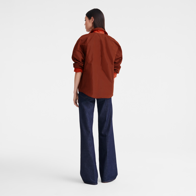 Longchamp | Padded blouson Chestnut/Tomato - Technical taffeta | Chestnut/Tomato