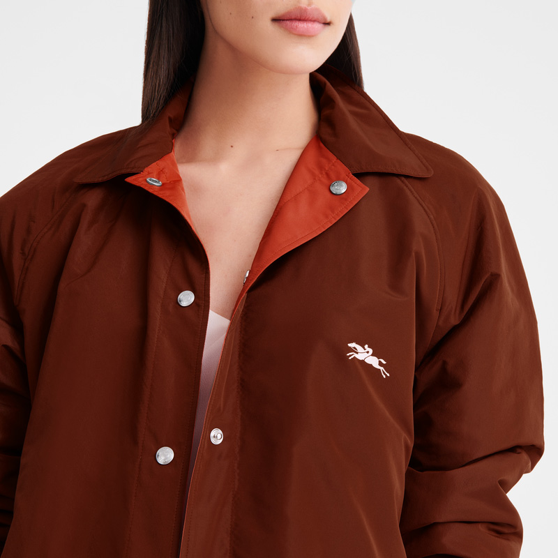 Longchamp | Padded blouson Chestnut/Tomato - Technical taffeta | Chestnut/Tomato