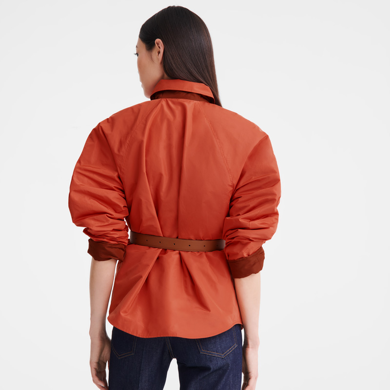 Longchamp | Padded blouson Chestnut/Tomato - Technical taffeta | Chestnut/Tomato