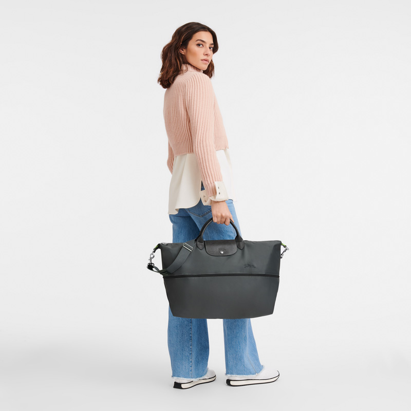 Longchamp | Le Pliage Green Travel bag expandable Graphite - Recycled canvas | Graphite