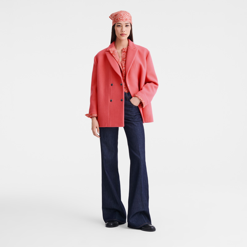 Longchamp | Straight peacoat Blush - Wool broadcloth | Blush