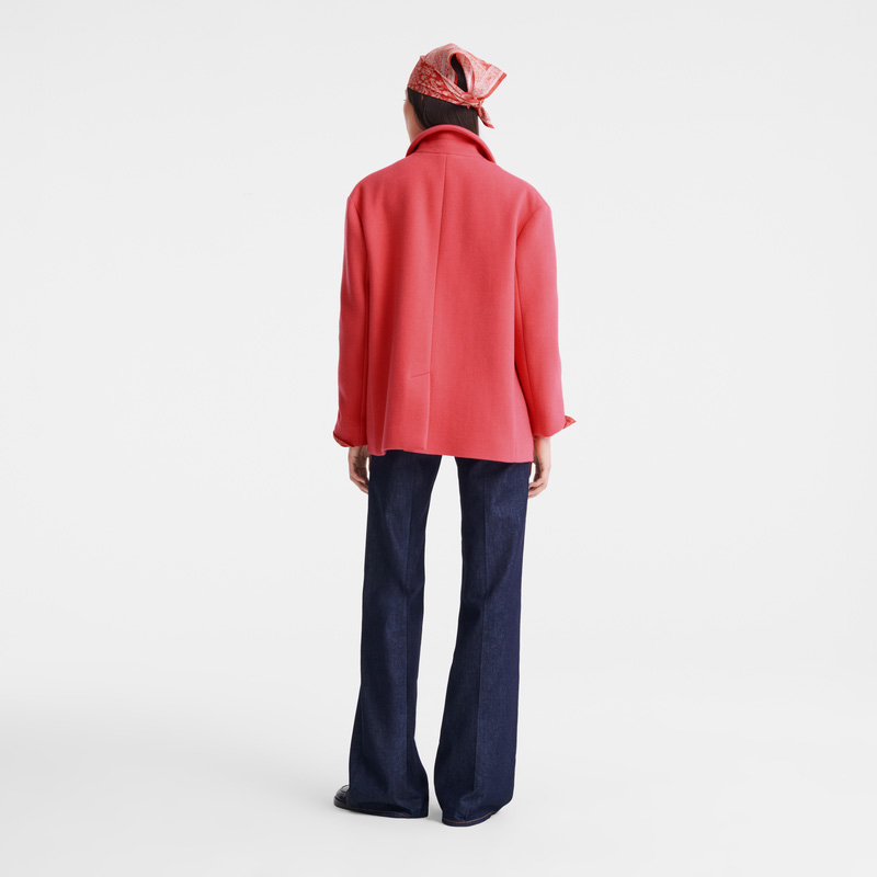 Longchamp | Straight peacoat Blush - Wool broadcloth | Blush