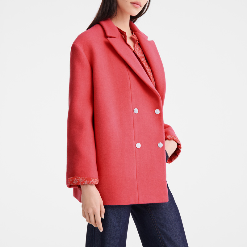 Longchamp | Straight peacoat Blush - Wool broadcloth | Blush