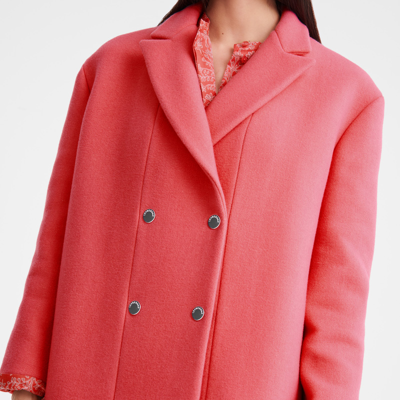 Longchamp | Straight peacoat Blush - Wool broadcloth | Blush