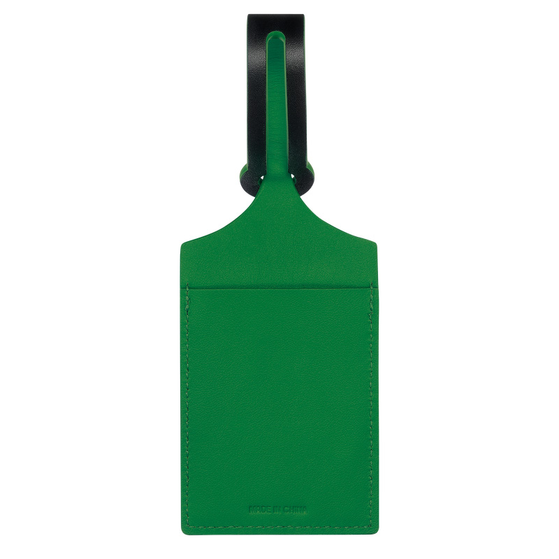 Longchamp | LGP Travel Luggage tag Black/Green - Leather | Black/Green