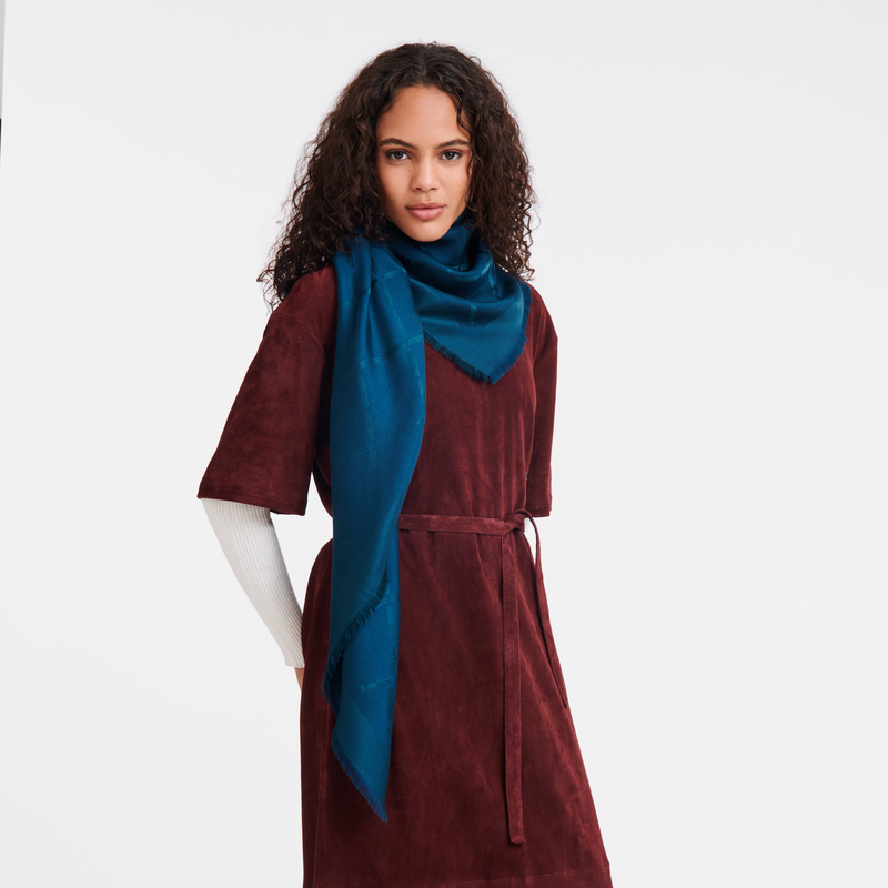 Longchamp | Le Roseau Shawl Ink blue - Silk Blend | Ink blue