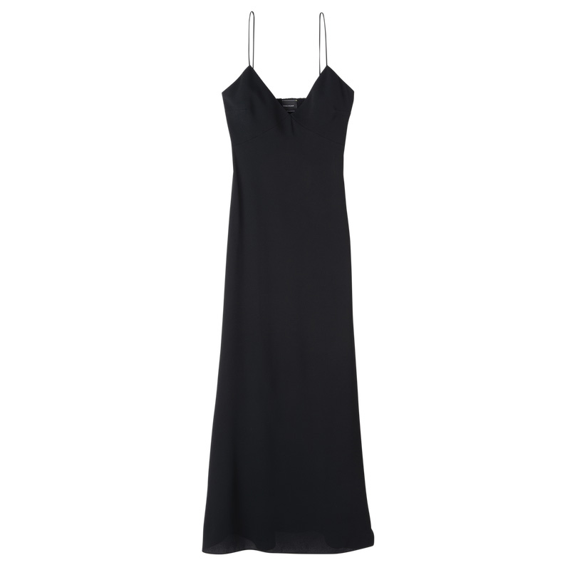 Longchamp | Long dress Black - Fluid crepe | Black