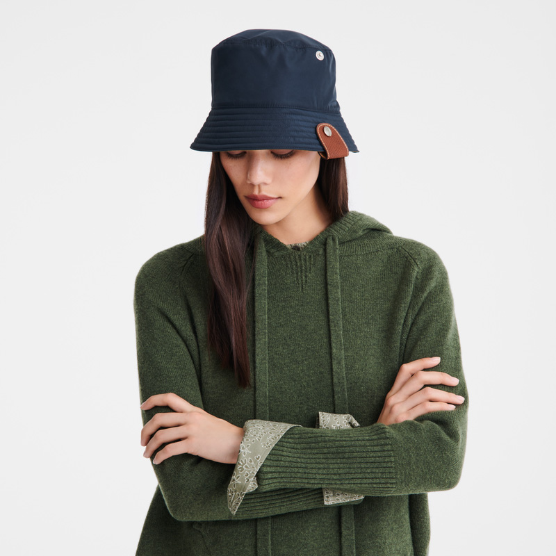Longchamp | Reversible bucket hat Navy/Artichoke - Technical taffeta | Navy/Artichoke