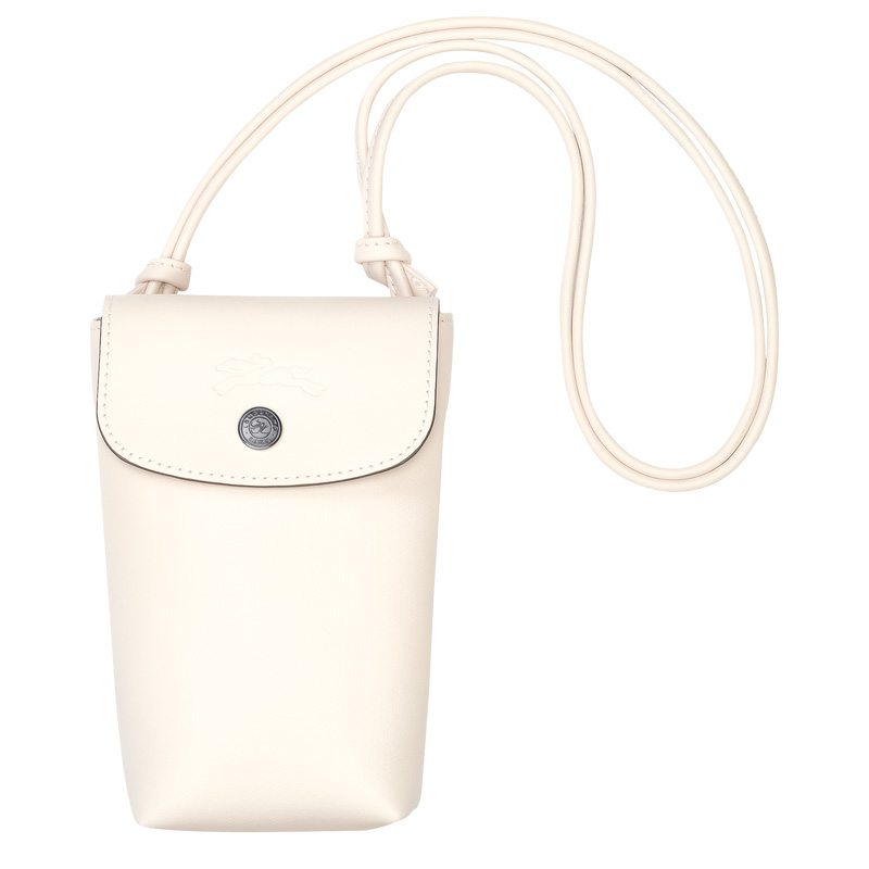 Longchamp | Le Pliage Xtra Phone case with leather lace Ecru - Leather | Ecru