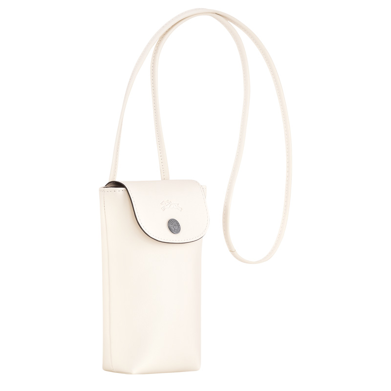 Longchamp | Le Pliage Xtra Phone case with leather lace Ecru - Leather | Ecru