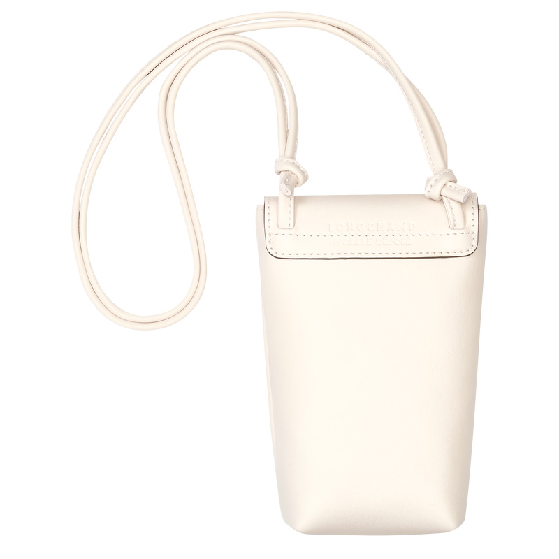 Longchamp | Le Pliage Xtra Phone case with leather lace Ecru - Leather | Ecru