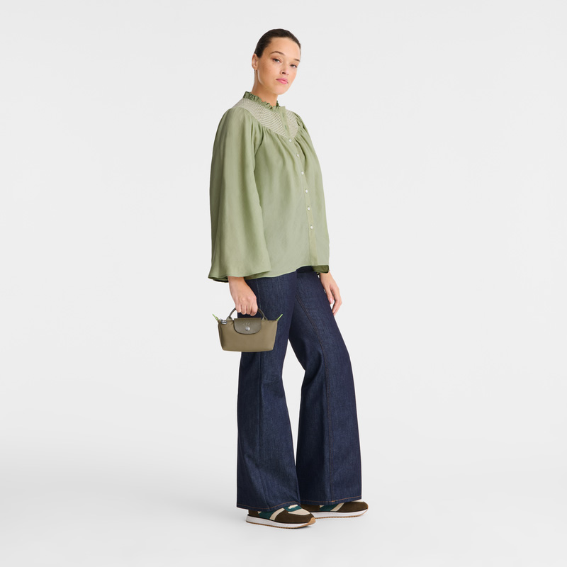 Longchamp | Le Pliage Green Pouch with handle Artichoke - Recycled canvas | Artichoke