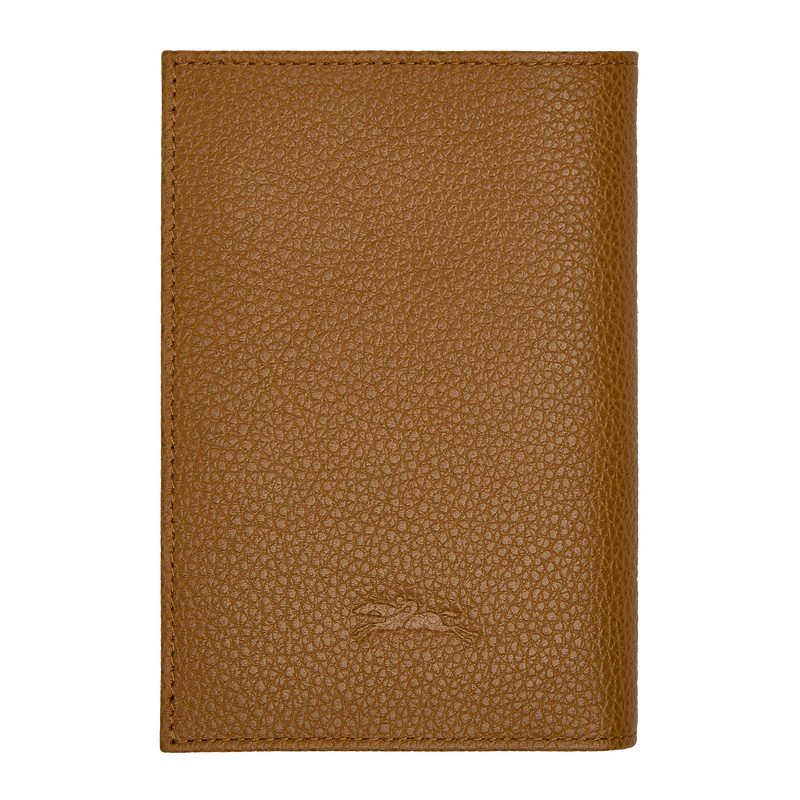 Longchamp | Le Foulonné Passport cover Walnut - Leather | Walnut