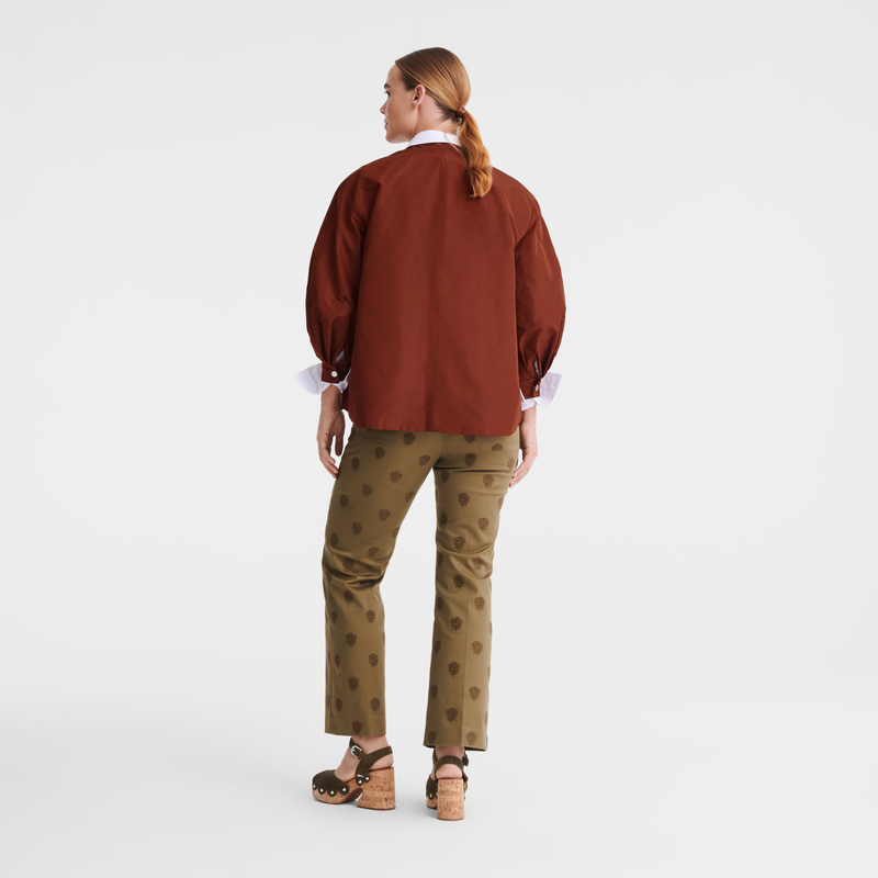 Longchamp | Kimono jacket Chestnut - Technical taffeta | Chestnut