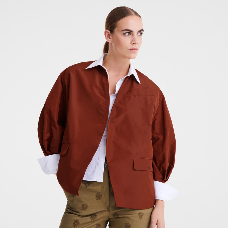 Longchamp | Kimono jacket Chestnut - Technical taffeta | Chestnut