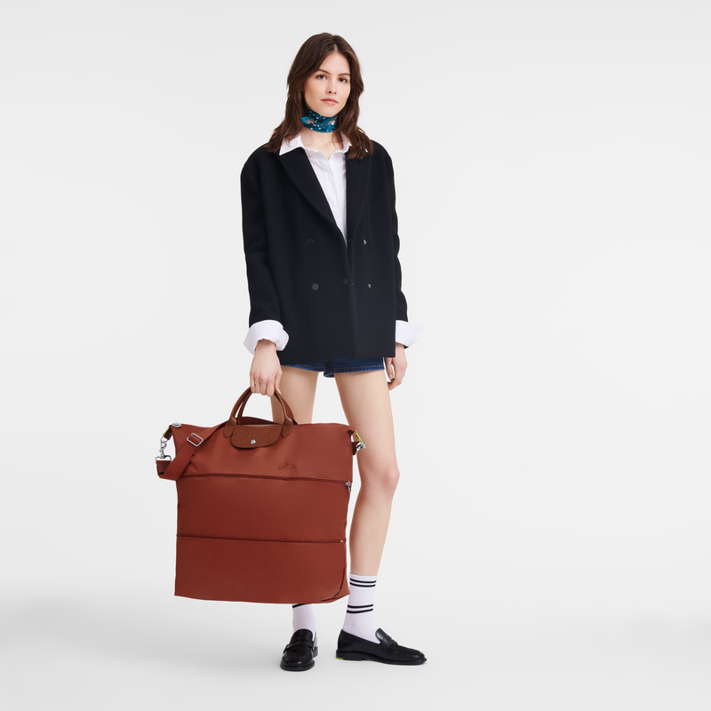Longchamp | Le Pliage Green Travel bag expandable Chestnut - Recycled canvas | Chestnut