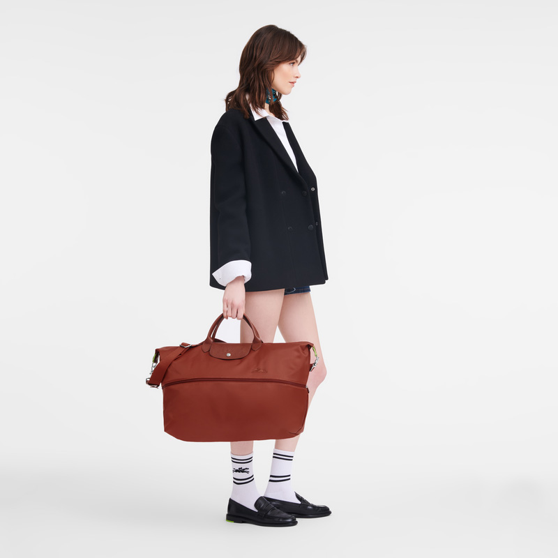 Longchamp | Le Pliage Green Travel bag expandable Chestnut - Recycled canvas | Chestnut