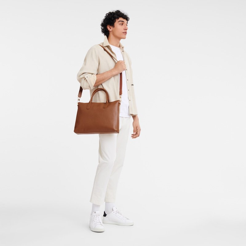 Longchamp | Le Foulonné S Briefcase Caramel - Leather | Caramel