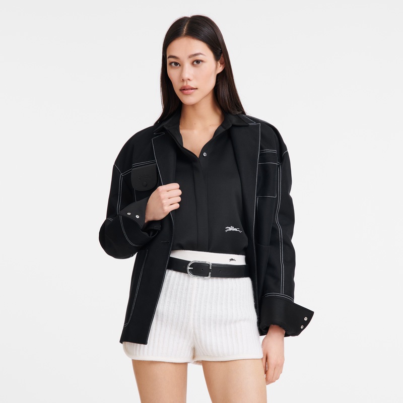 Longchamp | Le Foulonné Ladies' belt Black - Leather | Black