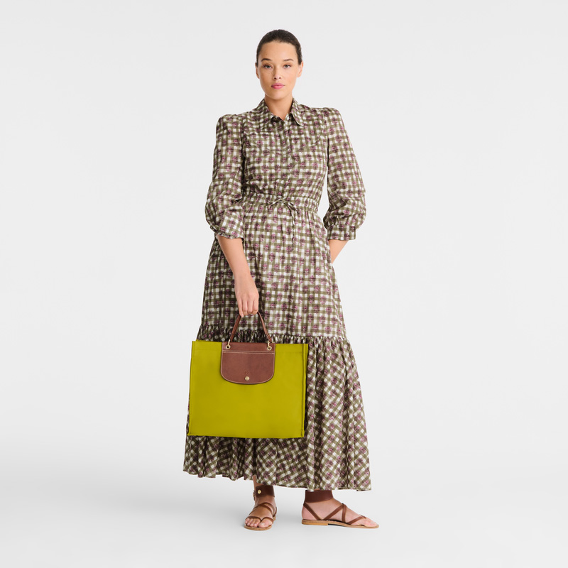 Longchamp | Cabas L Tote Bag Kiwi Green - Canvas | Kiwi Green