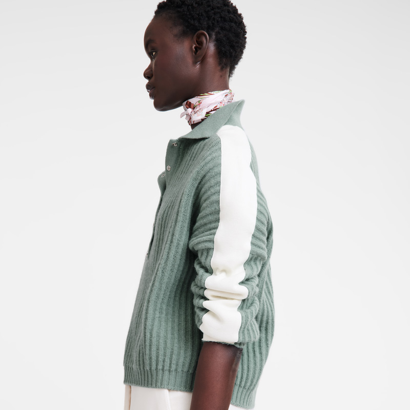 Longchamp | Polo collar jumper Celadon - Knit | Celadon