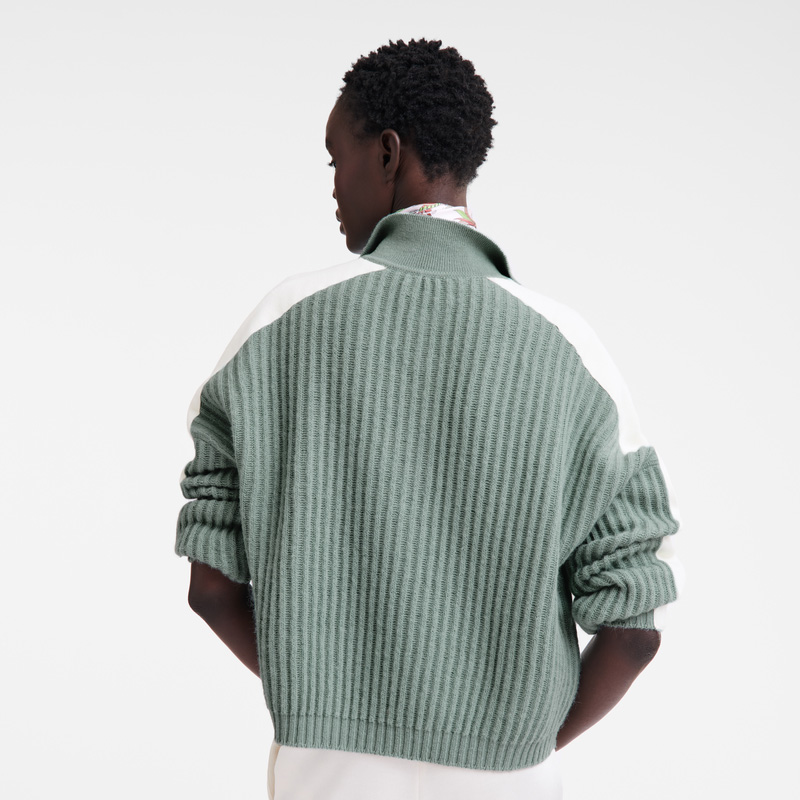 Longchamp | Polo collar jumper Celadon - Knit | Celadon