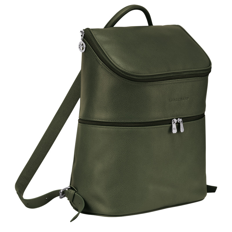 Longchamp | Le Foulonné Backpack Khaki - Leather | Khaki