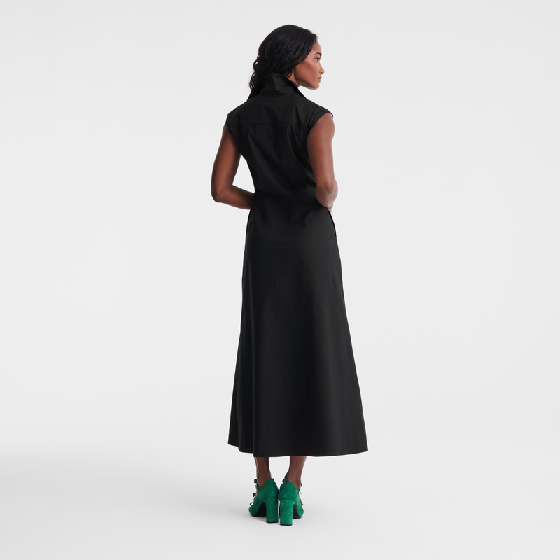 Longchamp | Long dress Black - Popelin | Black