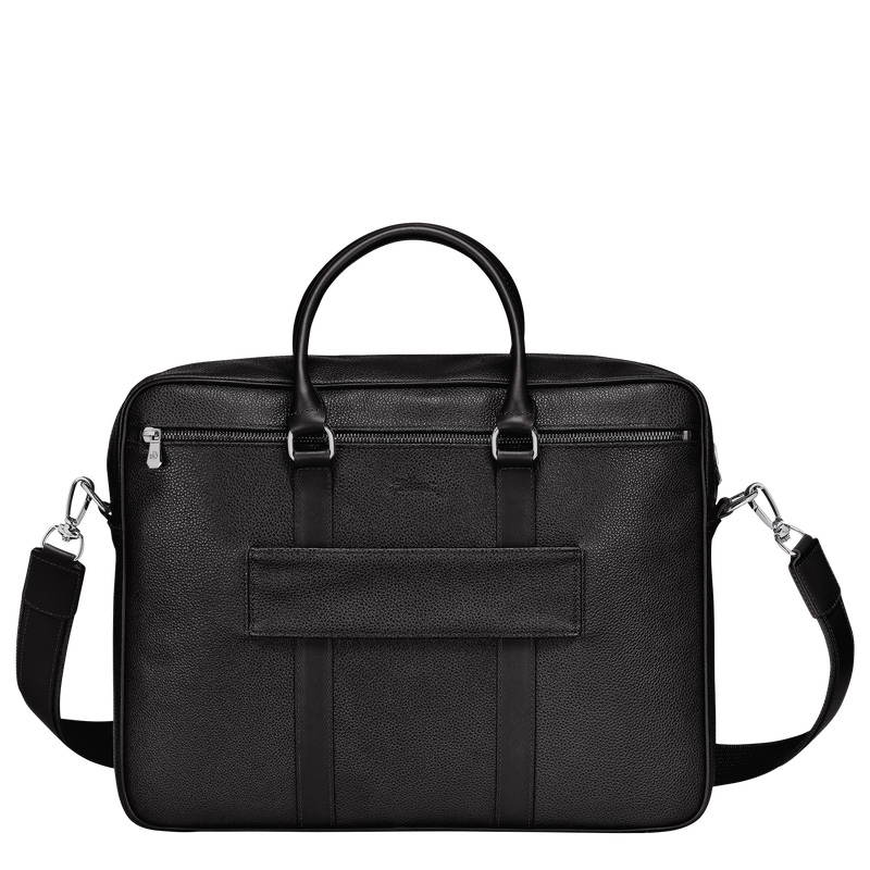 Longchamp | Le Foulonné M Briefcase Black - Leather | Black