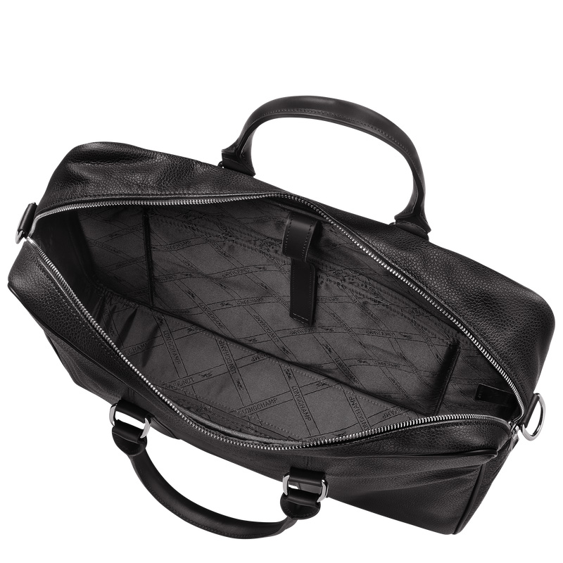 Longchamp | Le Foulonné M Briefcase Black - Leather | Black
