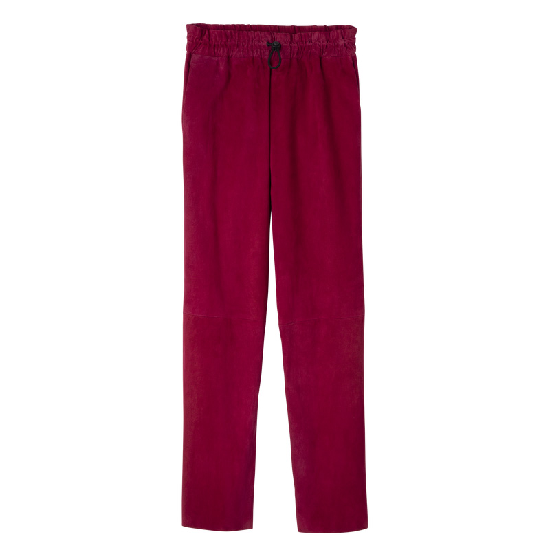 Longchamp | Leather straight pants Beetroot - Leather | Beetroot