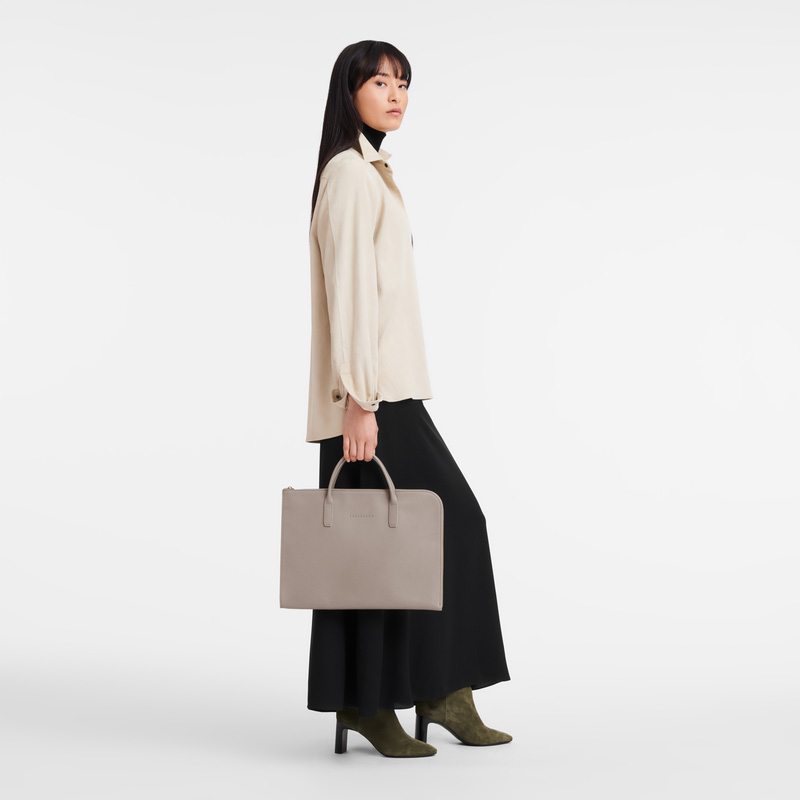 Longchamp | Le Foulonné S Briefcase Turtledove - Leather | Turtledove