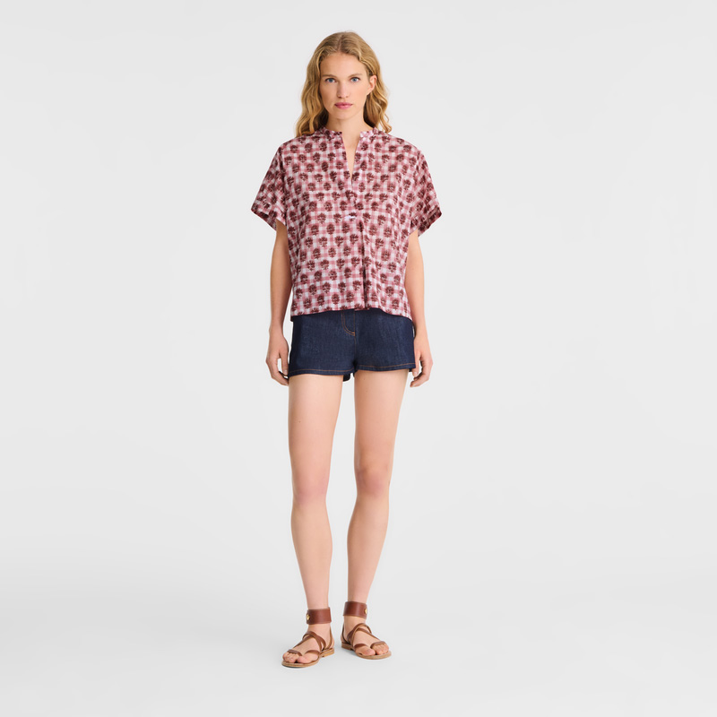 Longchamp | Blouse Blush - Vichy print veil | Blush