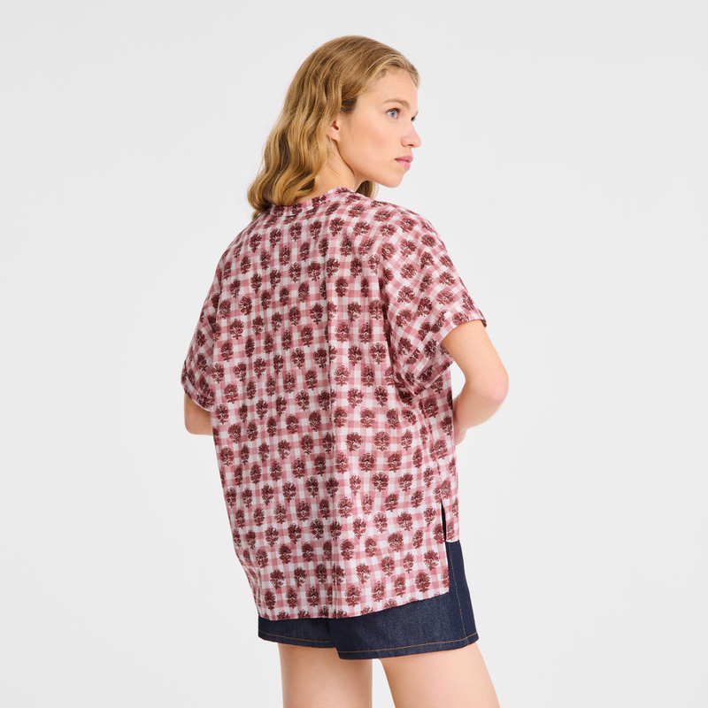 Longchamp | Blouse Blush - Vichy print veil | Blush
