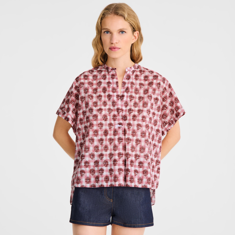 Longchamp | Blouse Blush - Vichy print veil | Blush