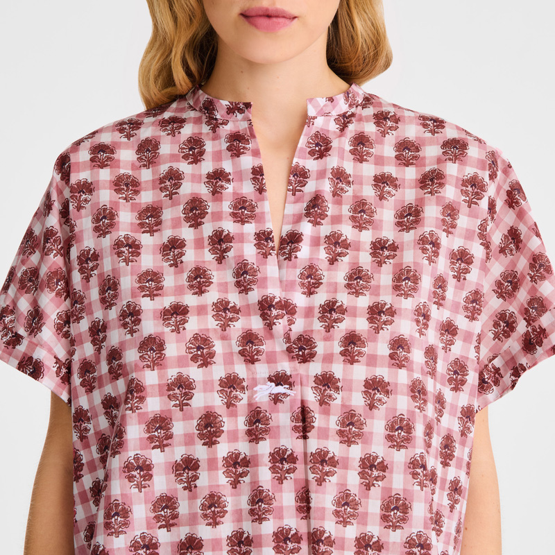 Longchamp | Blouse Blush - Vichy print veil | Blush