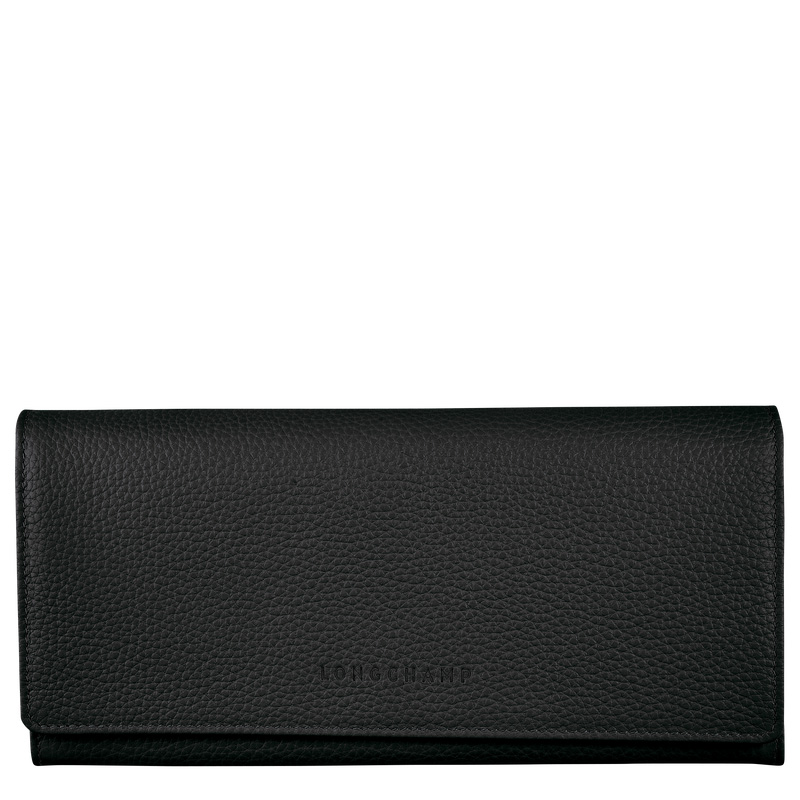 Longchamp | Le Foulonné Continental wallet Black - Leather | Black