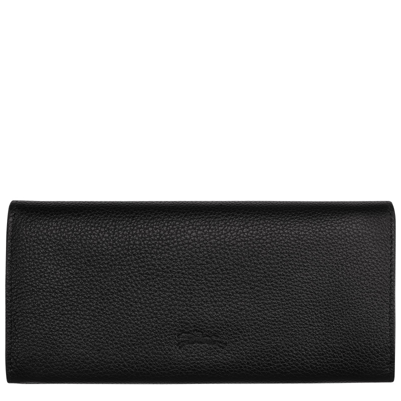 Longchamp | Le Foulonné Continental wallet Black - Leather | Black