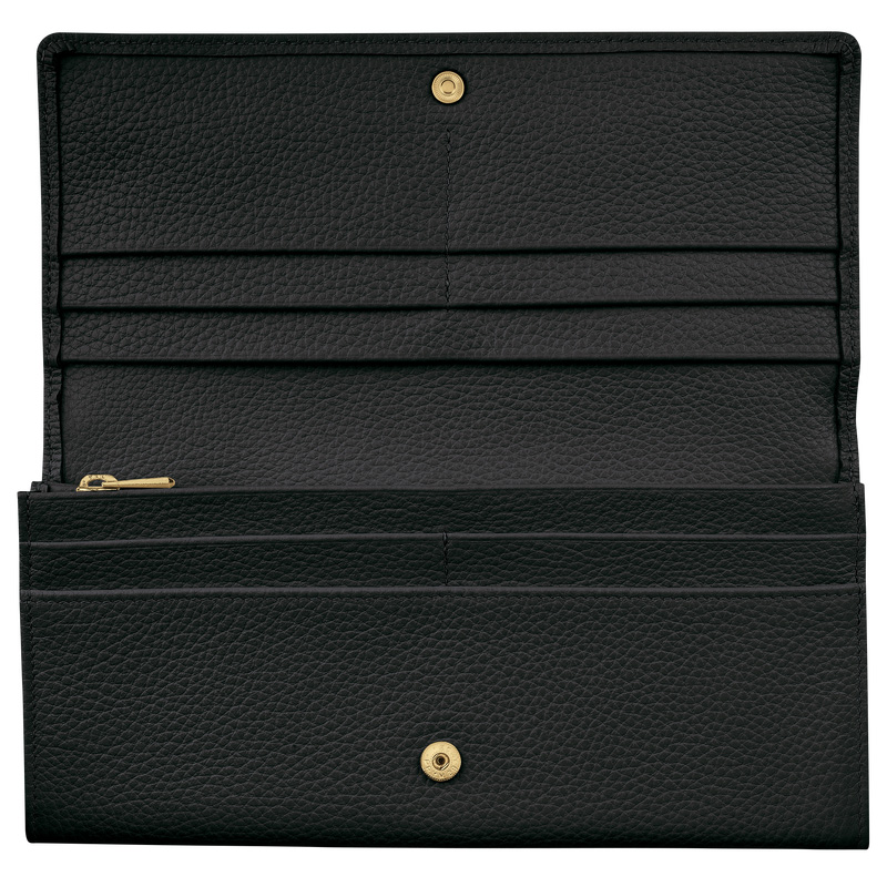 Longchamp | Le Foulonné Continental wallet Black - Leather | Black