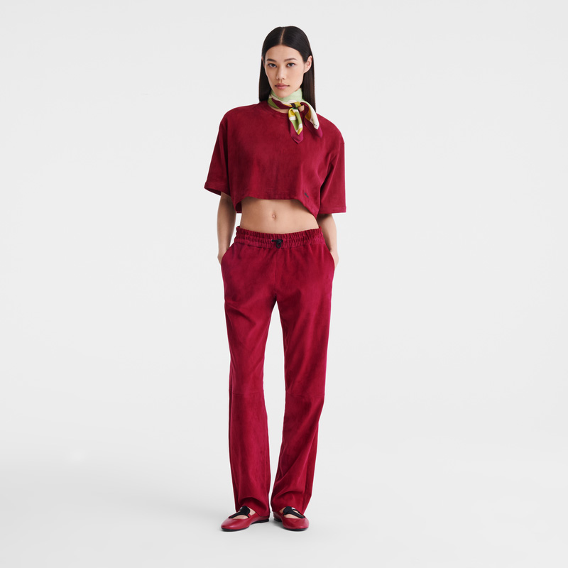 Longchamp | Leather crop top Beetroot - Leather | Beetroot