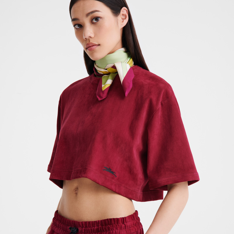Longchamp | Leather crop top Beetroot - Leather | Beetroot