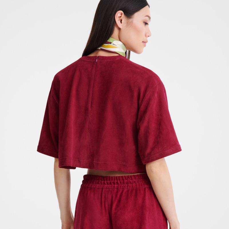 Longchamp | Leather crop top Beetroot - Leather | Beetroot