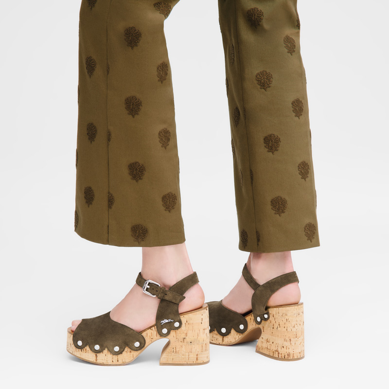 Longchamp | La Cigale Sandals Olive - Leather | Olive
