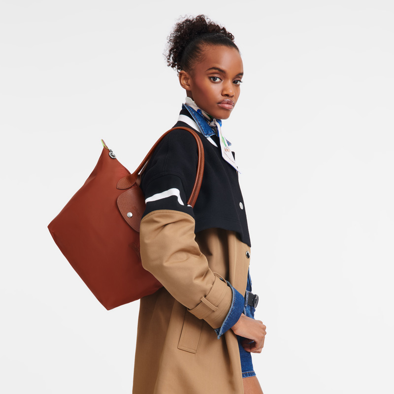 Longchamp | Le Pliage Green M Tote bag Chestnut - Recycled canvas | Chestnut