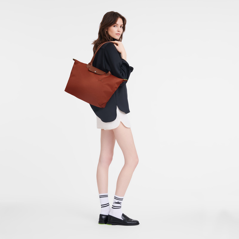 Longchamp | Le Pliage Green L Tote bag Chestnut - Recycled canvas | Chestnut