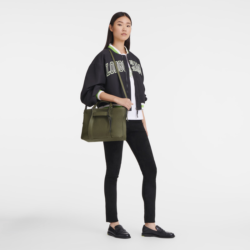 Longchamp | 3D L Handbag Khaki - Leather | Khaki
